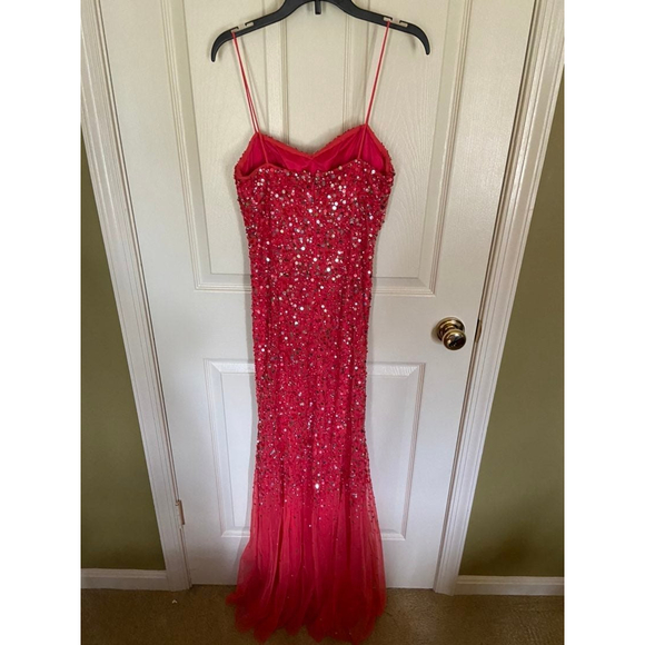 cache hot pink sequins long prom / evening dress womens size 2 - Picture 5 of 10